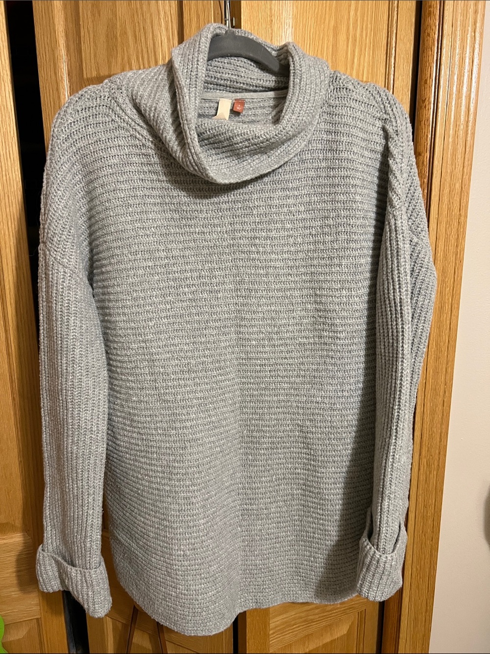 Pilcro Heather Gray Ribbed Cowl Sweater